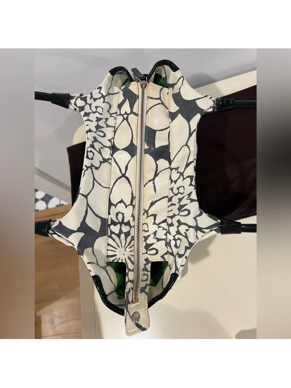 kate spade Black and Cream Floral Canvas Tote